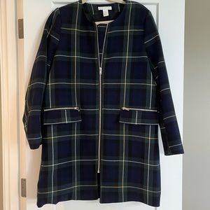 H&M blue and green coat with gold zippers, size 10